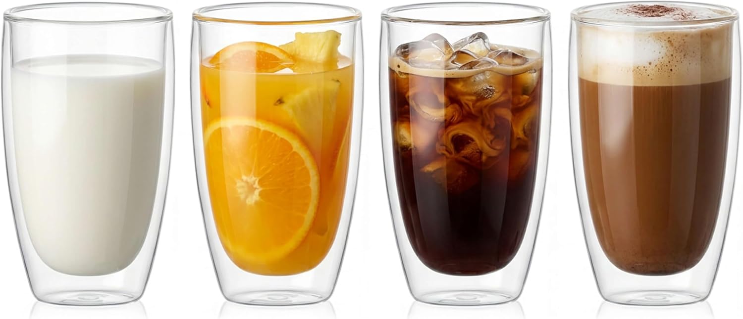 17oz Double Wall Glass Coffee Mug