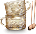 Vintage Embossed Glass Coffee Mugs Set